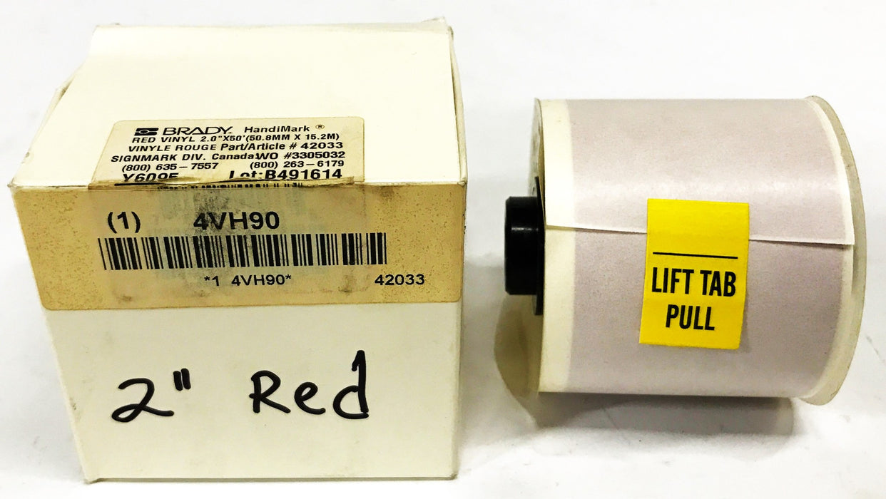 Brady Vinyl Label Tape Red 2 inch x 50 feet 42033 NOS