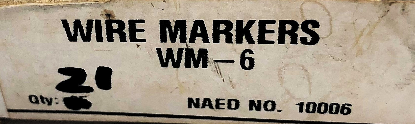 Brady Box of (21) B-500 #6 Wire Marker Cards WM-6 NOS