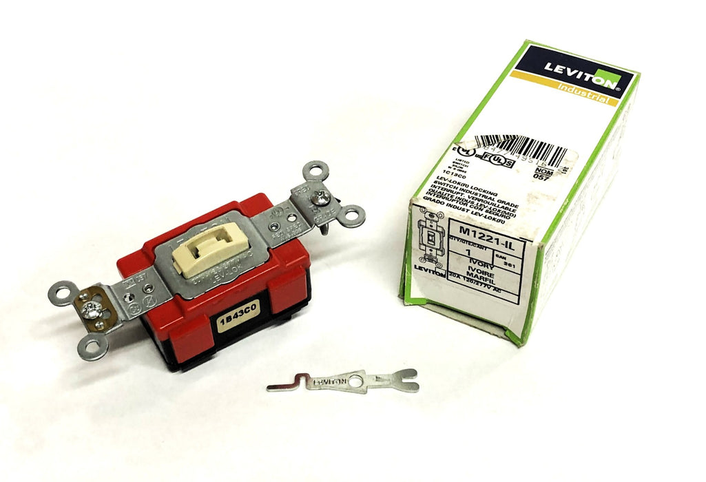 Leviton Ivory 20A 120/2477VAC Industrial Grade Locking Switch M1221-IL NOS
