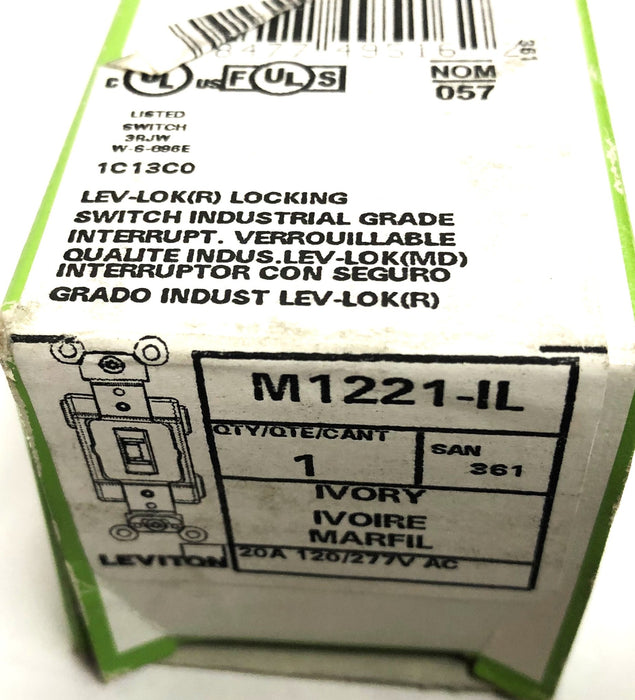 Leviton Ivory 20A 120/2477VAC Industrial Grade Locking Switch M1221-IL NOS