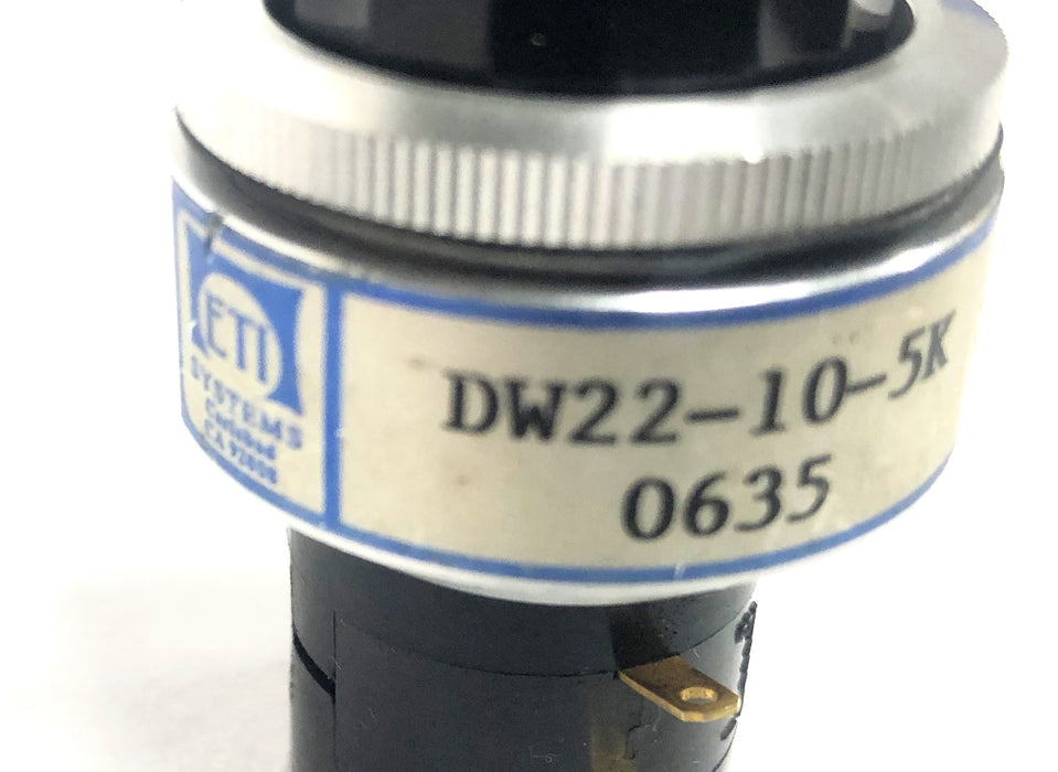 ETI Systems 5K MW22B-10 Potentiometer Turn Counting Dial DW22-10-5K 0635 USED