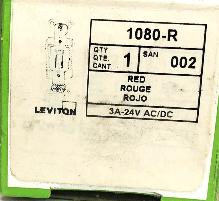 Leviton Red 3A 24V AC/DC Toggle Switch 1080-R NOS