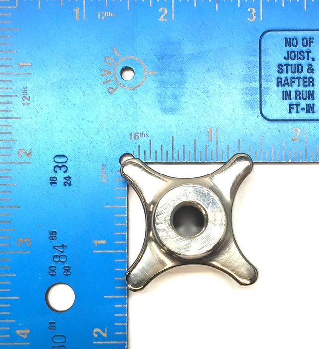 Unbranded 3/8" Threaded 4-Point Stainless 2"x 1-1/2" Handle Knob NOS
