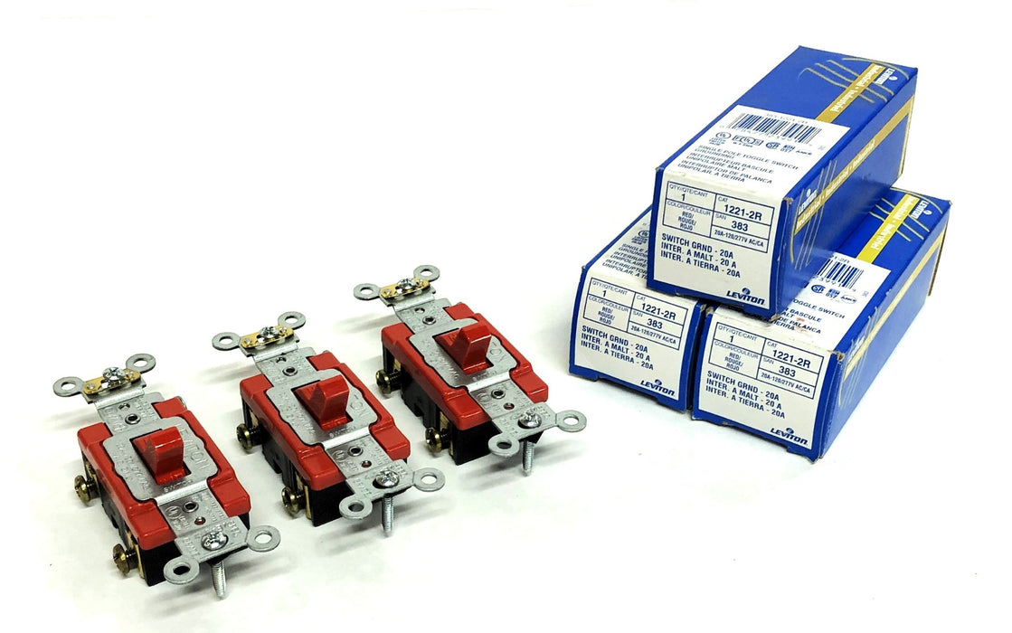 Leviton 20A 120/277V AC/DC Red Toggle Switch 1221-2R [Lot of 3] NOS