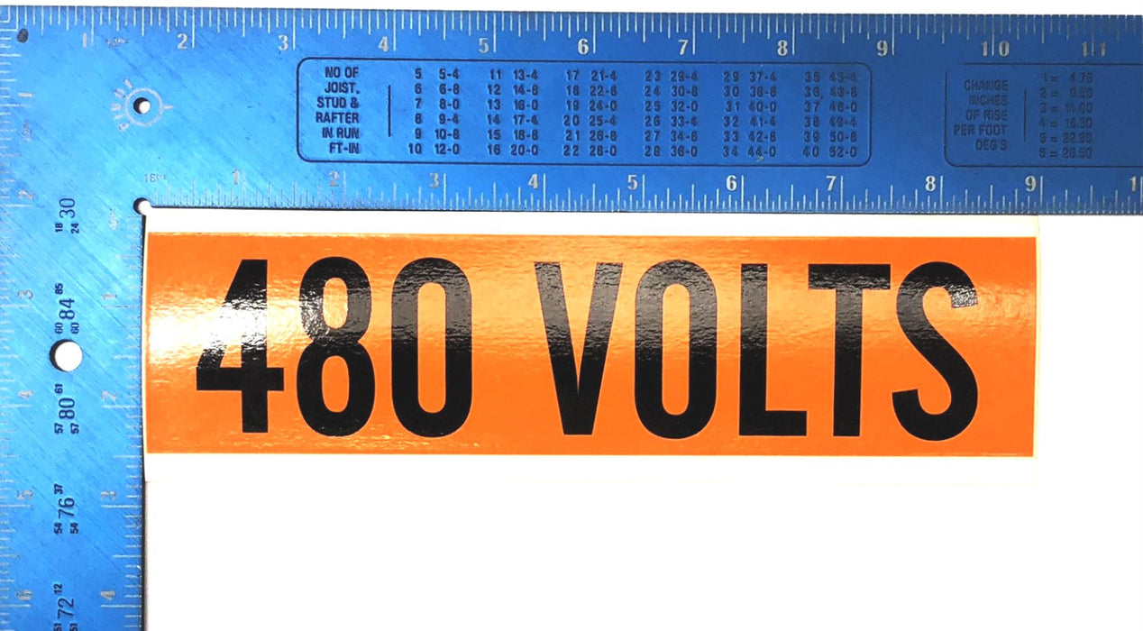 Unbranded Black on Orange 480 Volts Sticker Conduit/Wire Label [Lot of 9] NOS