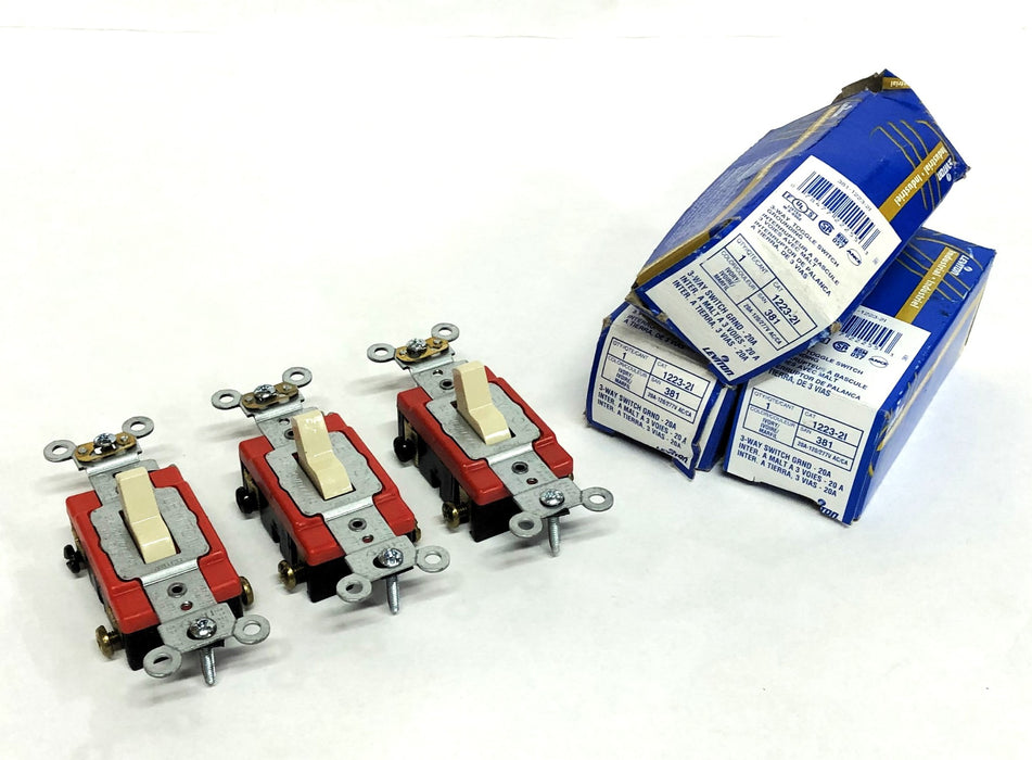 Leviton 20A 120/277V AC/DC 3-Way Switch 1223-2I [Lot of 3] NOS
