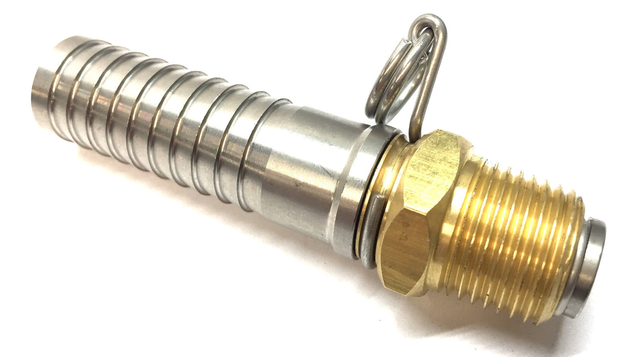 Unbranded 3/4" Barbed Brass and Stainless Steel Swivel Hose Adapter NOS