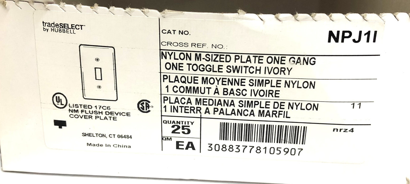 TradeSelect Nylon M-Sized Plate 1 Gang/ Toggle Switch Ivory NPJ1I [Lot of 17]NOS