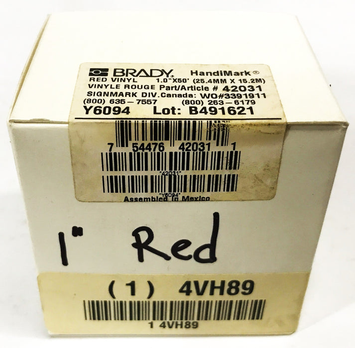 Brady Vinyl Label Tape Red 1 inch x 50 feet 42031 NOS