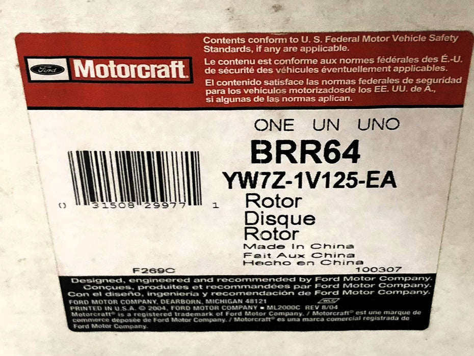 Motorcraft Ford Disc Brake Rotor YW7J-2C502-EA (BRR64) NOS