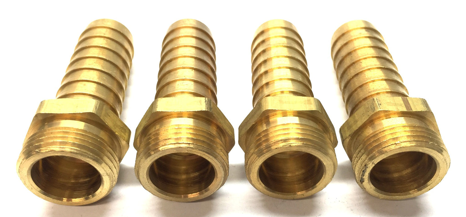 Unbranded Brass 1" Barb x 3/4" Male Connector [Lot of 4] NOS
