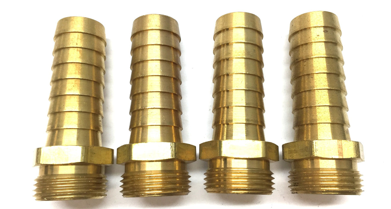 Unbranded Brass 1" Barb x 3/4" Male Connector [Lot of 4] NOS