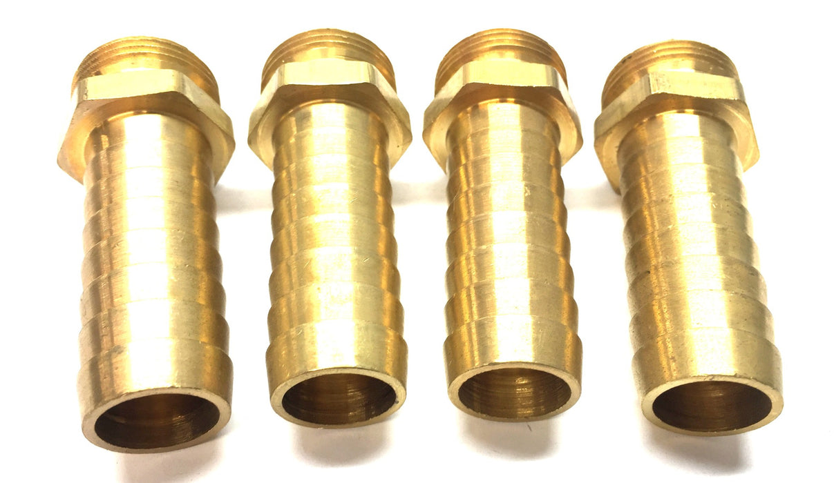 Unbranded Brass 1" Barb x 3/4" Male Connector [Lot of 4] NOS