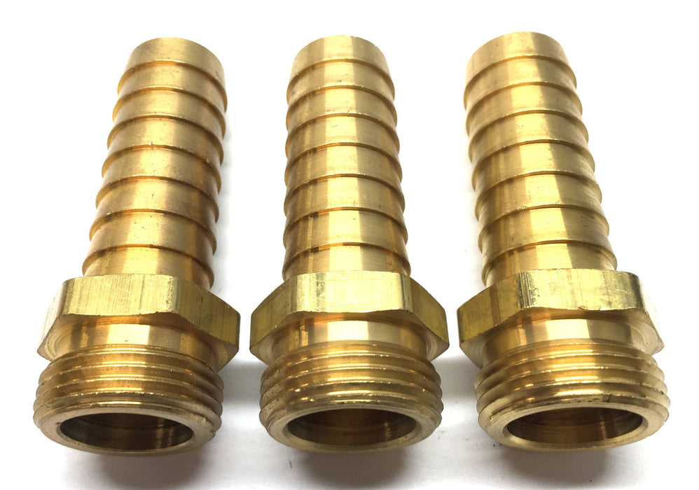 Unbranded Brass 1" Barb x 3/4" Male Connector [Lot of 3] NOS