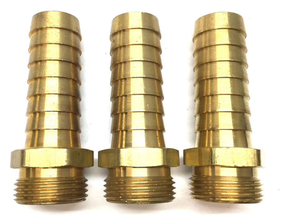 Unbranded Brass 1" Barb x 3/4" Male Connector [Lot of 3] NOS
