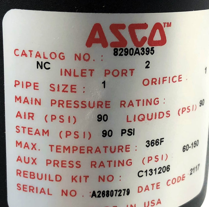 Asco 1" NPT Angle Body Valve 8290A395 NOS