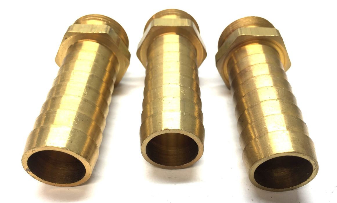 Unbranded Brass 1" Barb x 3/4" Male Connector [Lot of 3] NOS