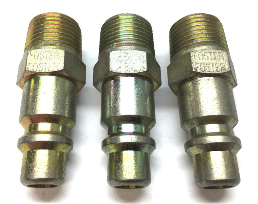 Foster 3/8" One Way Shut-Off Quick Disconnect Plug Coupling 42-4 [Lot of 3] NOS