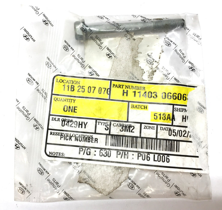 Hyundai/Kia Water Pump Assembly Lower Bolt 11403 06606K NOS