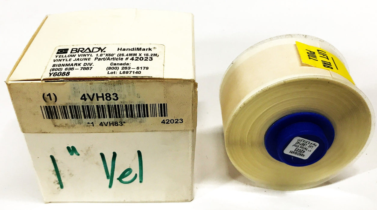 Brady Vinyl Label Tape Yellow 1 inch x 50 feet 42023 NOS