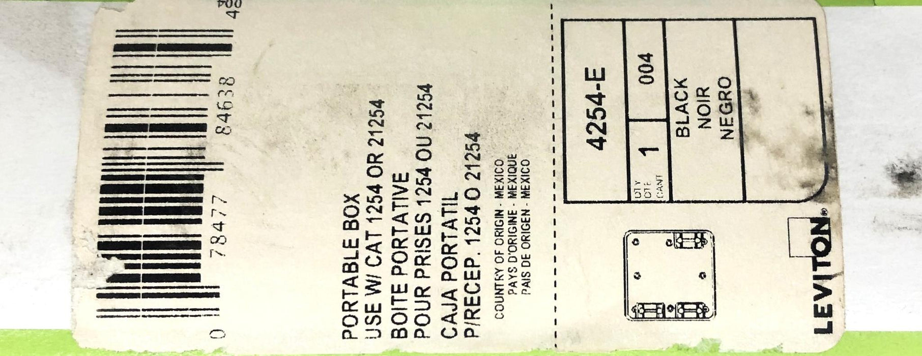 Leviton Black Portable Box 4254-E [Lot of 3] NOS