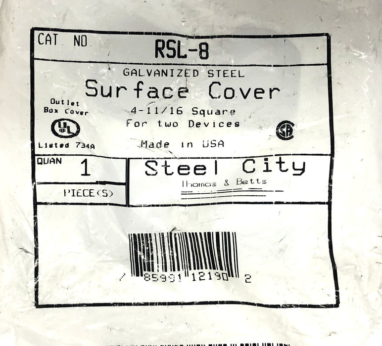 Thomas & Betts 2-Device Galvanized Steel Surface Cover RSL-8 [Lot of 6] NOS
