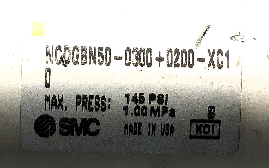SMC 145PSI Max Press Round Body Pneumatic Cylinder NCDGBN50-0300+0200-XC10 NOS