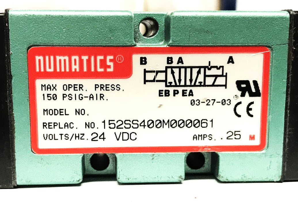 Numatics Pneumatic Solenoid Valve Assembly 225-372B/152SS400M000061 NOS
