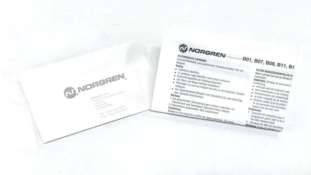 Norgren Excelon 1/4 Inch Filter/Regulator B72G-2AK-AE1-RMG NOS