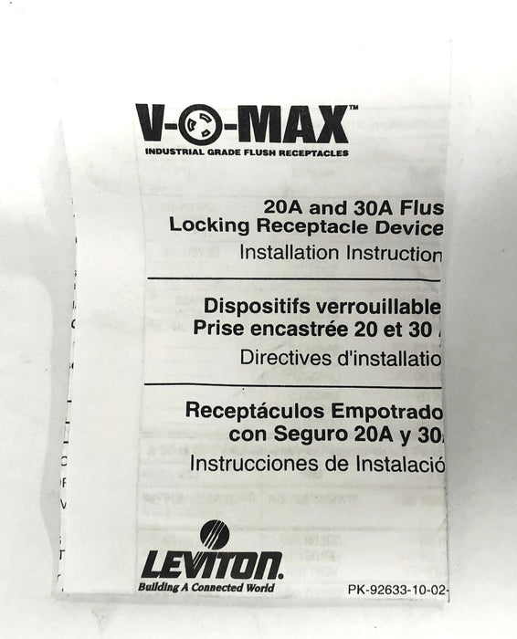 Leviton 30A-250V L6-30 Black Single Lock Device Receptacle 2620 [Lot of 5] NOS