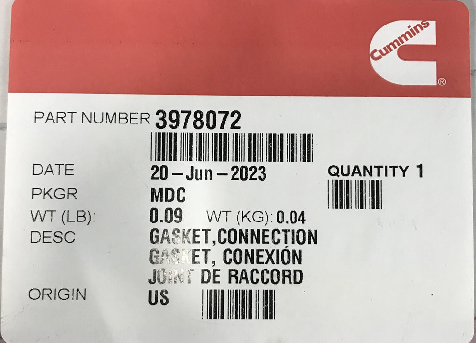 Cummins Connection Gasket 3978072 [Lot Of 4] NOS