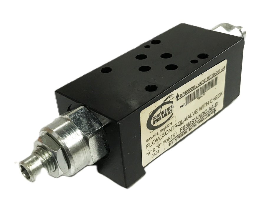 Continental Hydraulics Flow Control Valve F03MSV-NDC-AA-B USED