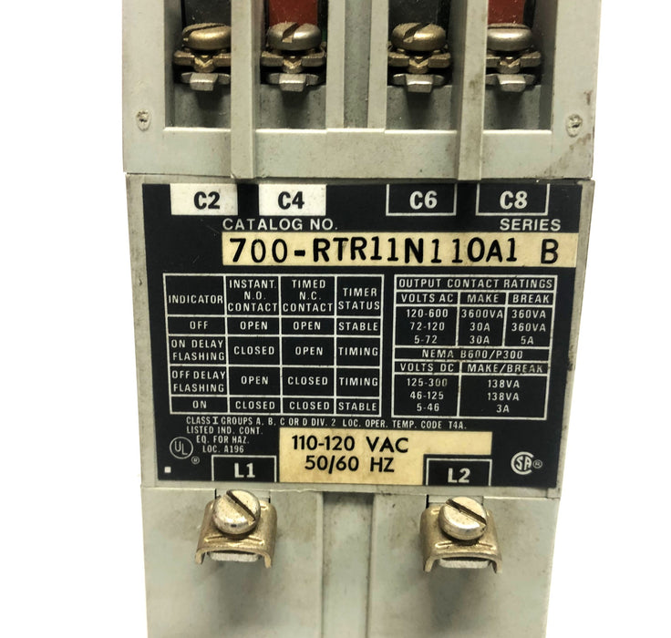 Allen-Bradley BUL. 700 Type RTR Solid State Timer Relay 700-RTR11N110A1 B NOS