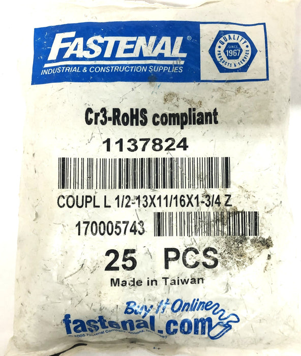 Fastenal Bag of 25 Cr3-RoHS Compliant L 1/2-13x11/16x1-3/4 Z Coupling 113782 NOS