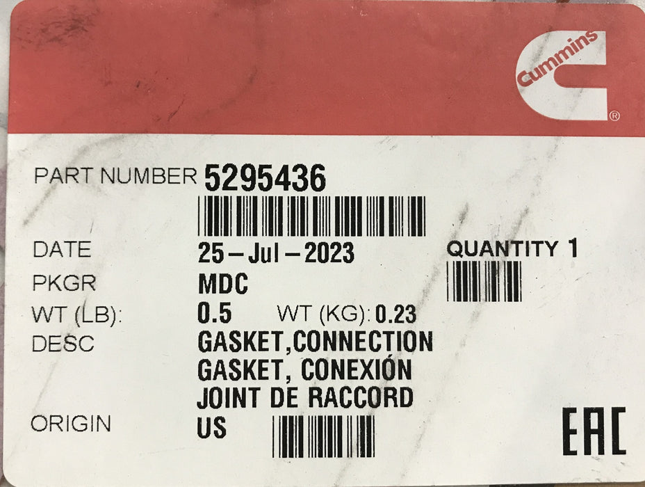 Cummins Connection Gasket 5295436 [Lot Of 2] NOS