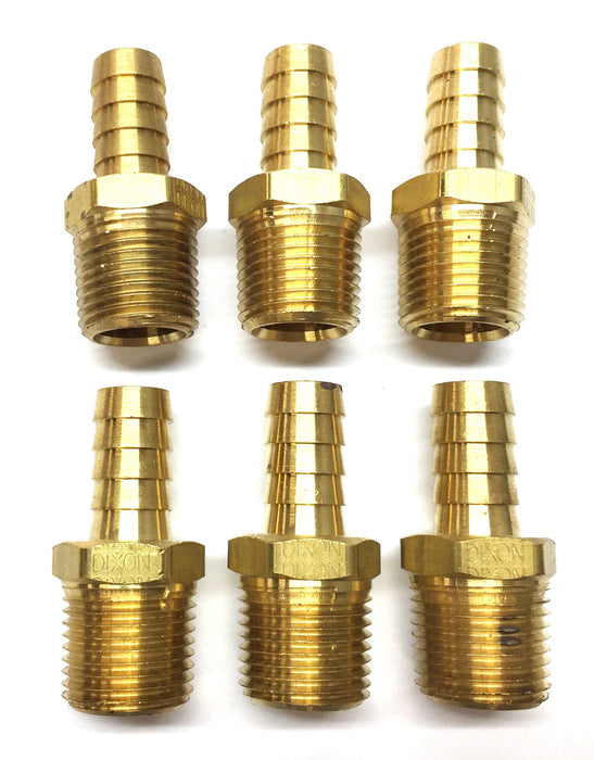 Dixon 3/4" Brass Male Threaded Barbed Hose Coupler [Lot of 6] NOS