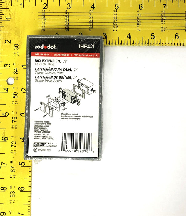 Red-Dot Silver 4-Hole 1/2 Inch Box Extension IHE4-1 NOS