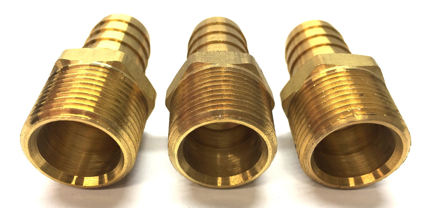 Dixon 1" Threaded Brass Male 3/4" Barbed Hose Coupler [Lot of 3] NOS