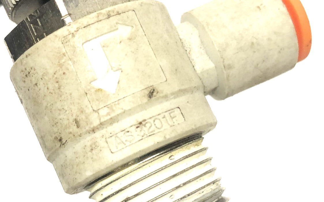 SMC 1/4 Inch Pneumatic Flow Control Valve AS3201F [Lot of 4] USED