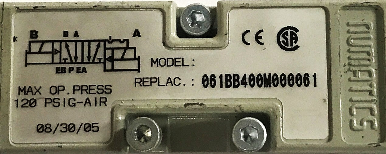 Numatics Solenoid Valve 061BB400M000061 USED