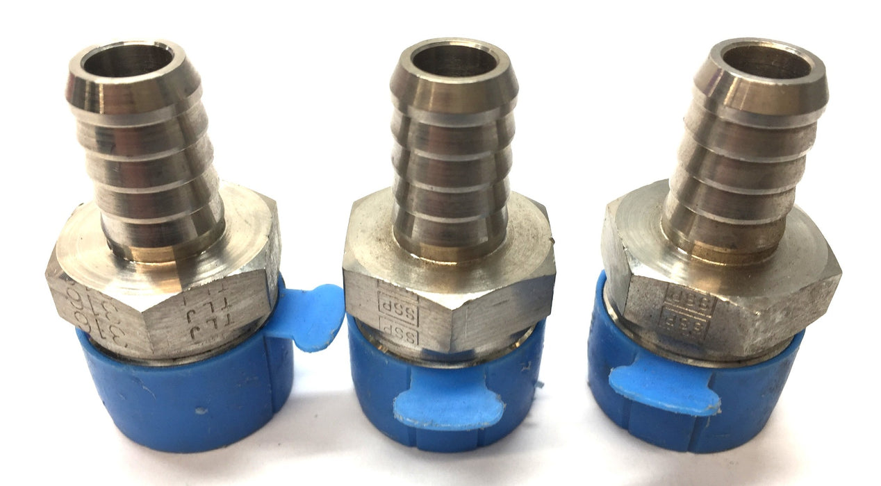 SSP 1"NPT x 1/2" Male Barbed Hose Connector SSP 316 [Lot of 3] NOS