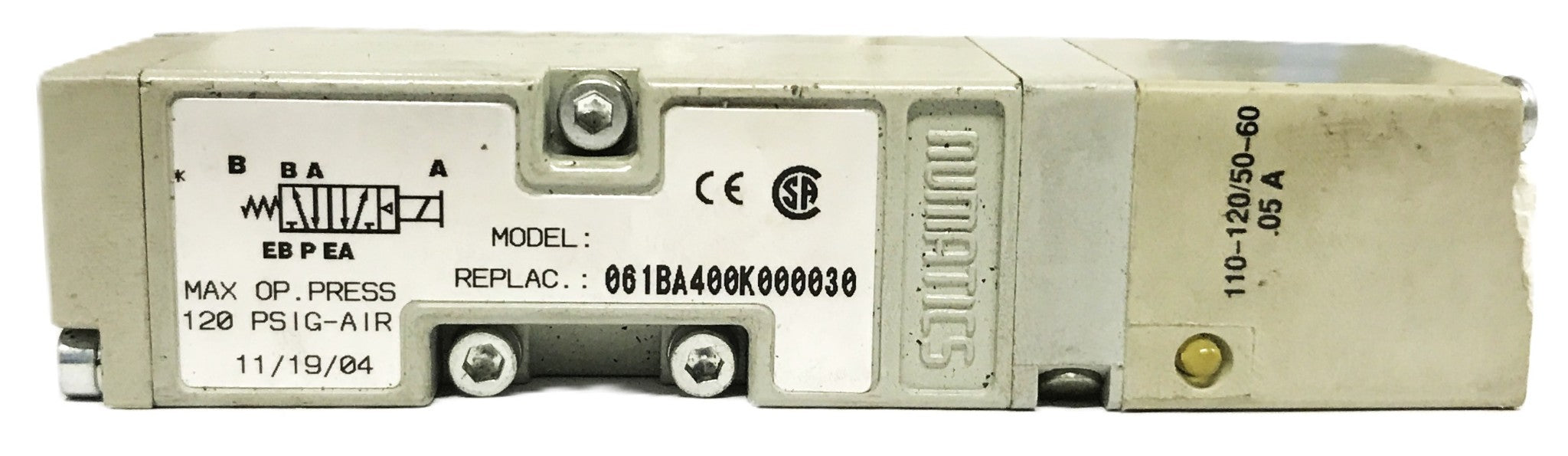 Numatics Solenoid Valve 061BA400K000030 USED