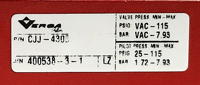 Versa 4-Way Pneumatic Directional Valve CJJ4303 NOS