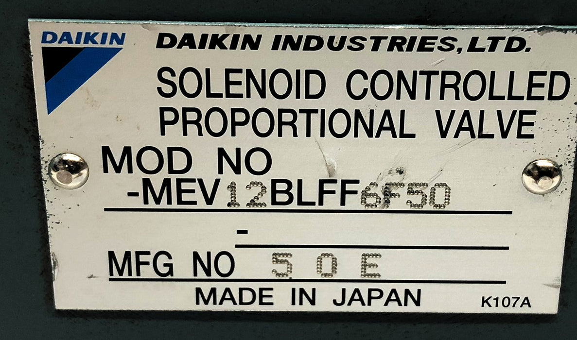 Daikin Solenoid Controlled Proportional Valve MEV12BLFF6F50 USED
