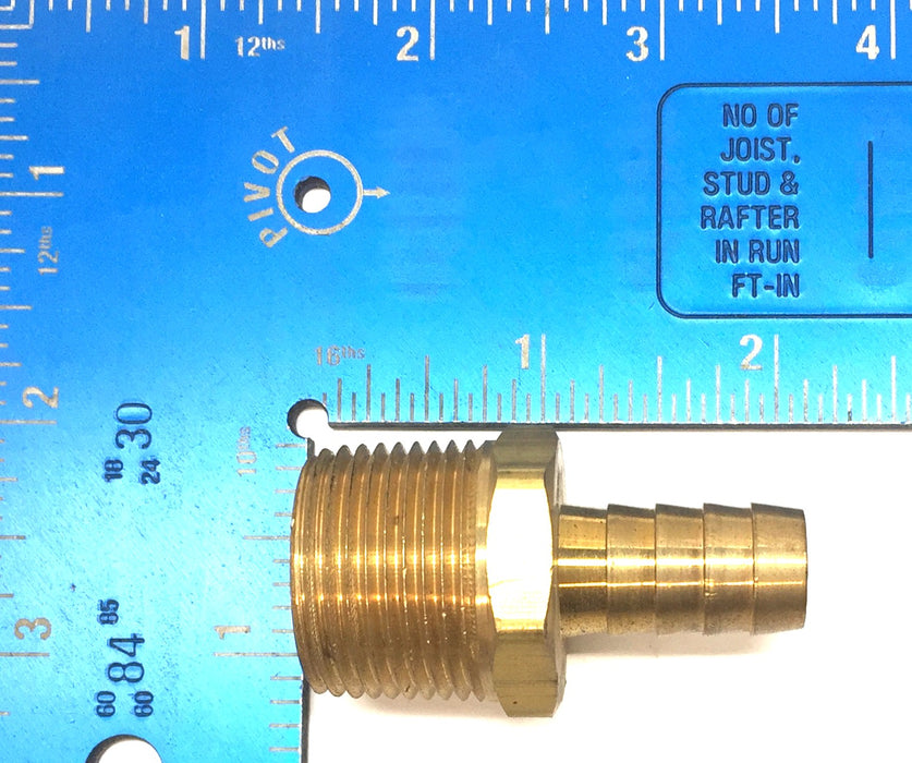 Unbranded Brass 1" Threaded Male to 1/2" Barbed Hose Connector [Lot of 5] NOS