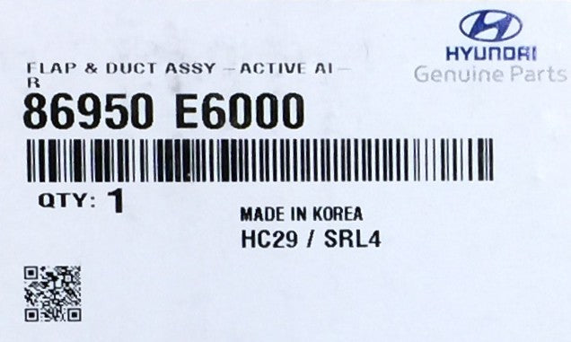 Hyundai Active Air Flap and Duct Assembly 86950 E6000 *OEM Sealed* NOS