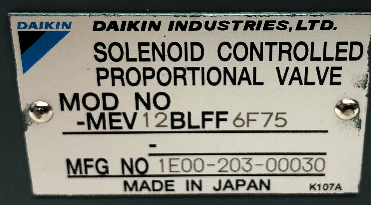 Daikin Solenoid Controlled Proportional Valve MEV12BLFF6F75 NOS