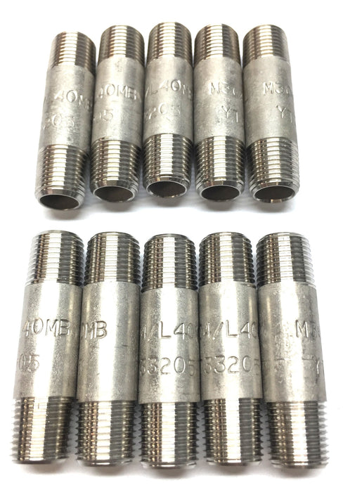 Unbranded 3/8" SS Pipe Nipple Fitting M304/L40MB (YT33205) [Lot of 10] NOS