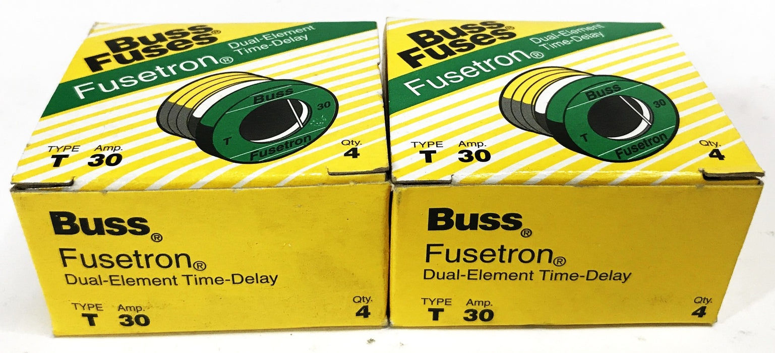 Buss Fusetron Dual Element Time Delay 30amp Fuse T30 [Lot of 8] NOS