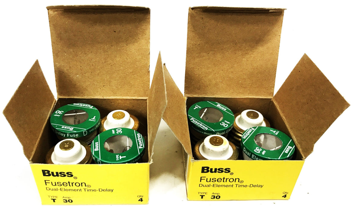 Buss Fusetron Dual Element Time Delay 30amp Fuse T30 [Lot of 8] NOS
